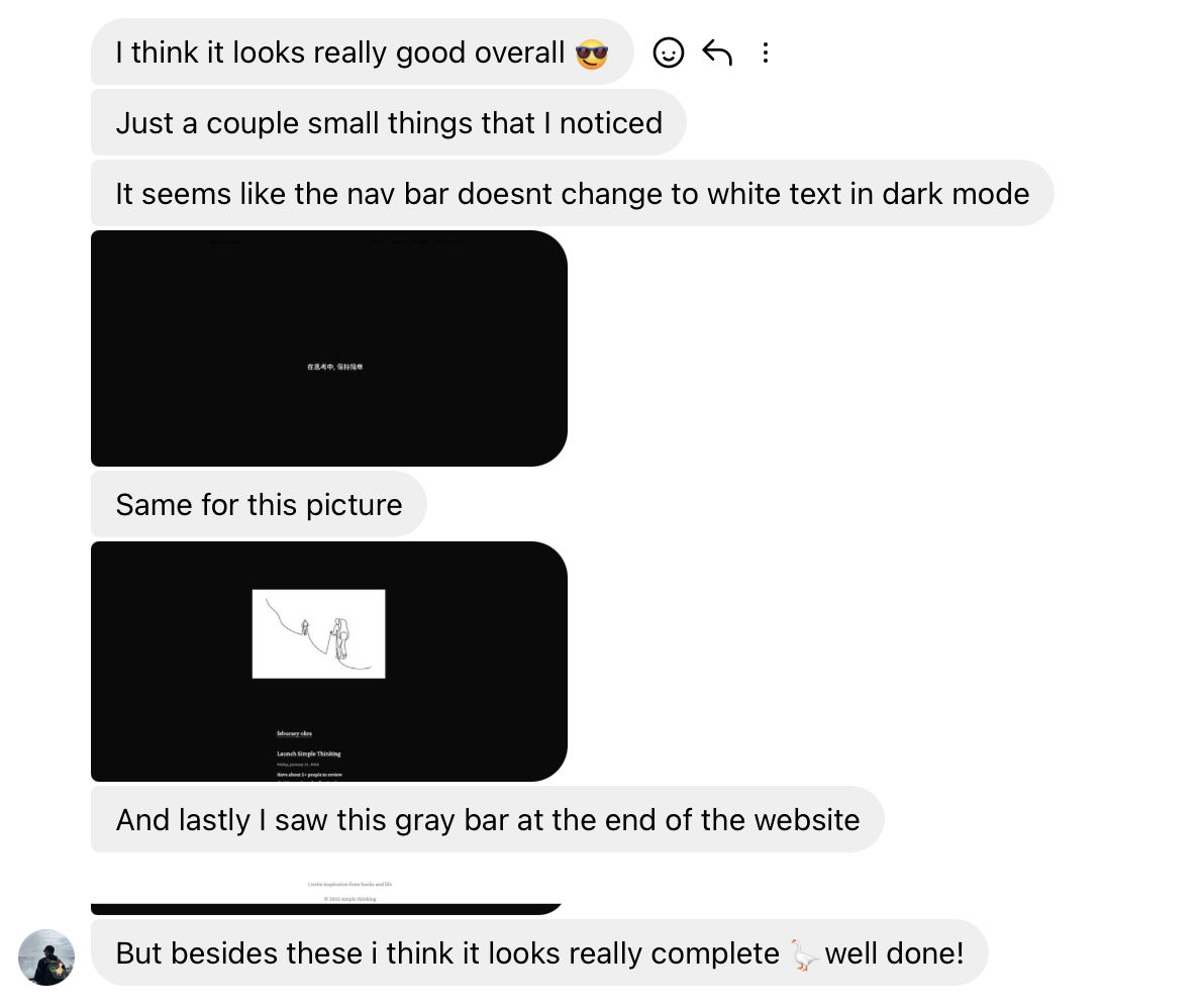 Website feeback from a friend